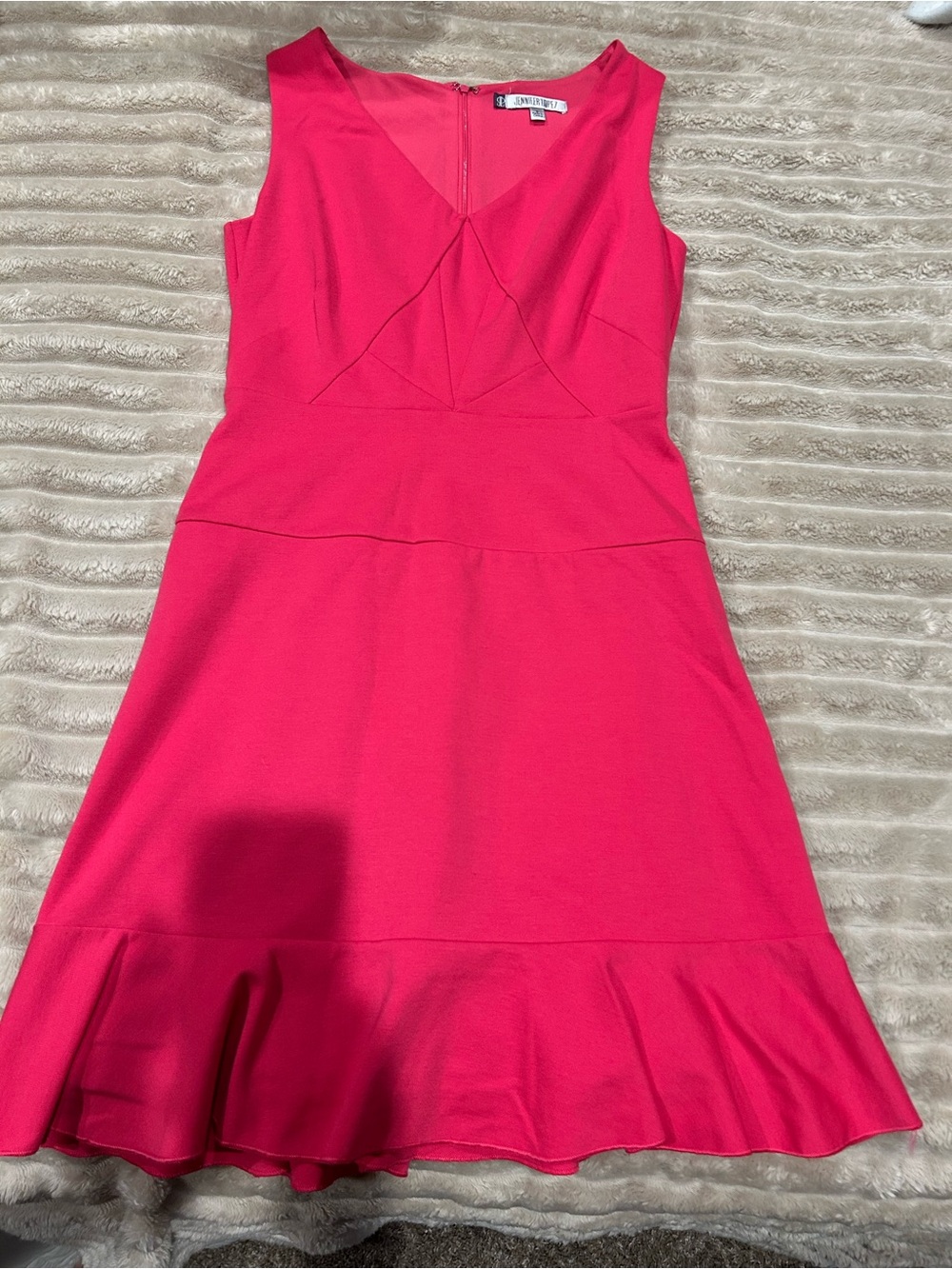 Jennifer Lopez Hot Pink V-Neck Dress
